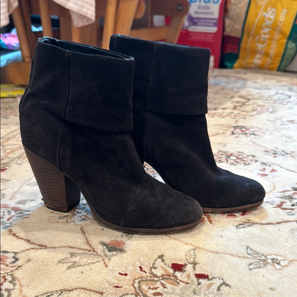 RAG & BONE Newbury Black Suede Ankle Boots size 38 (8)